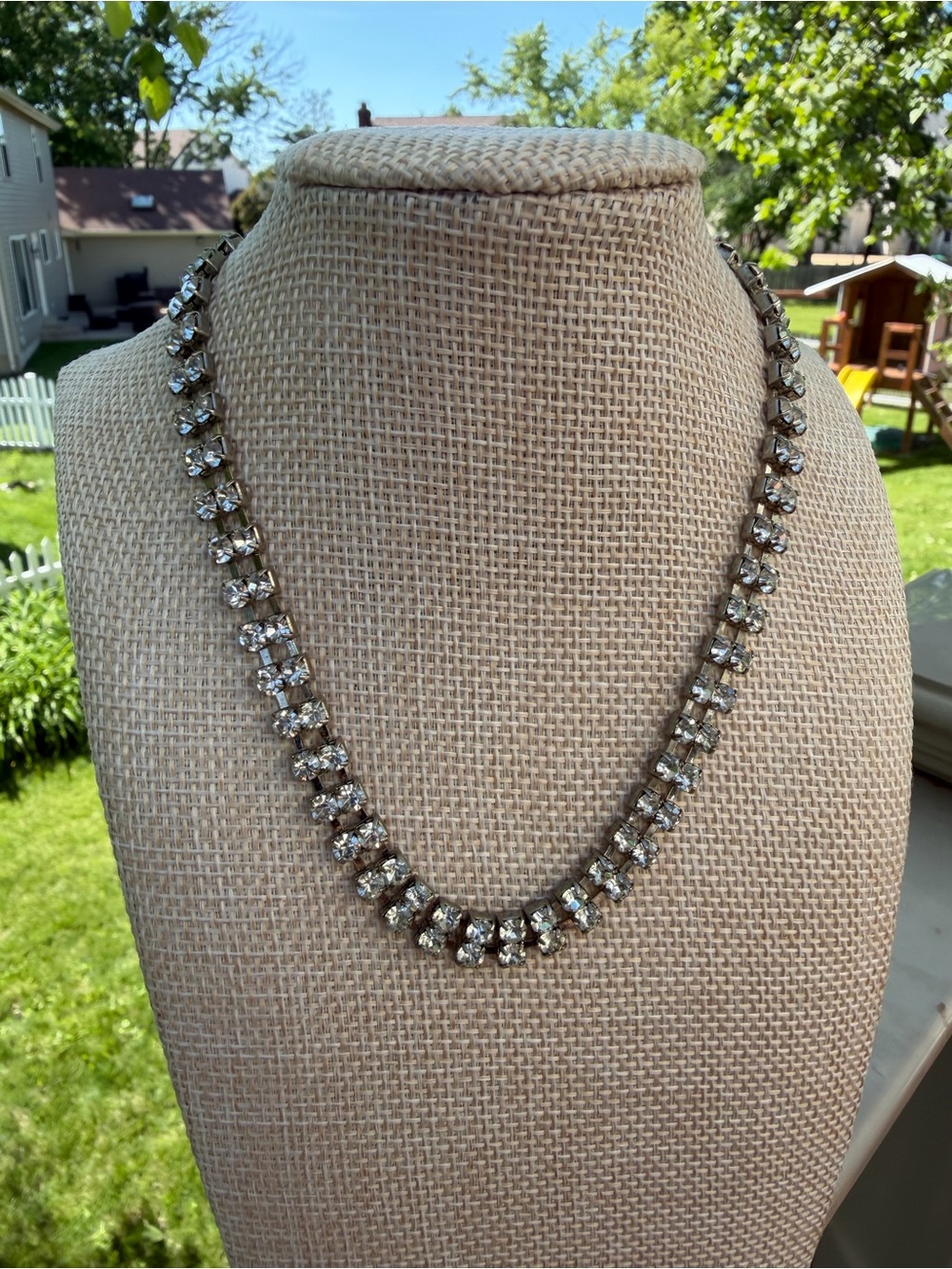 Classic Crystal Tennis Necklace - Silver Tone